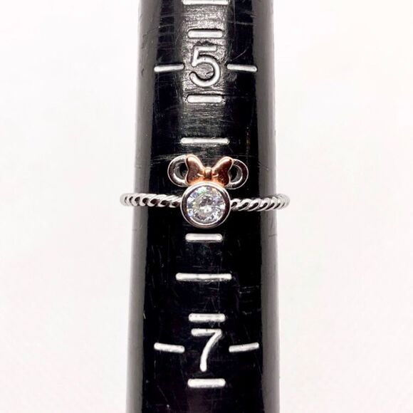 𝅺SIZE 6 925 Minnie Mouse Braided Ring Rose Gold Bow - Picture 10 of 11